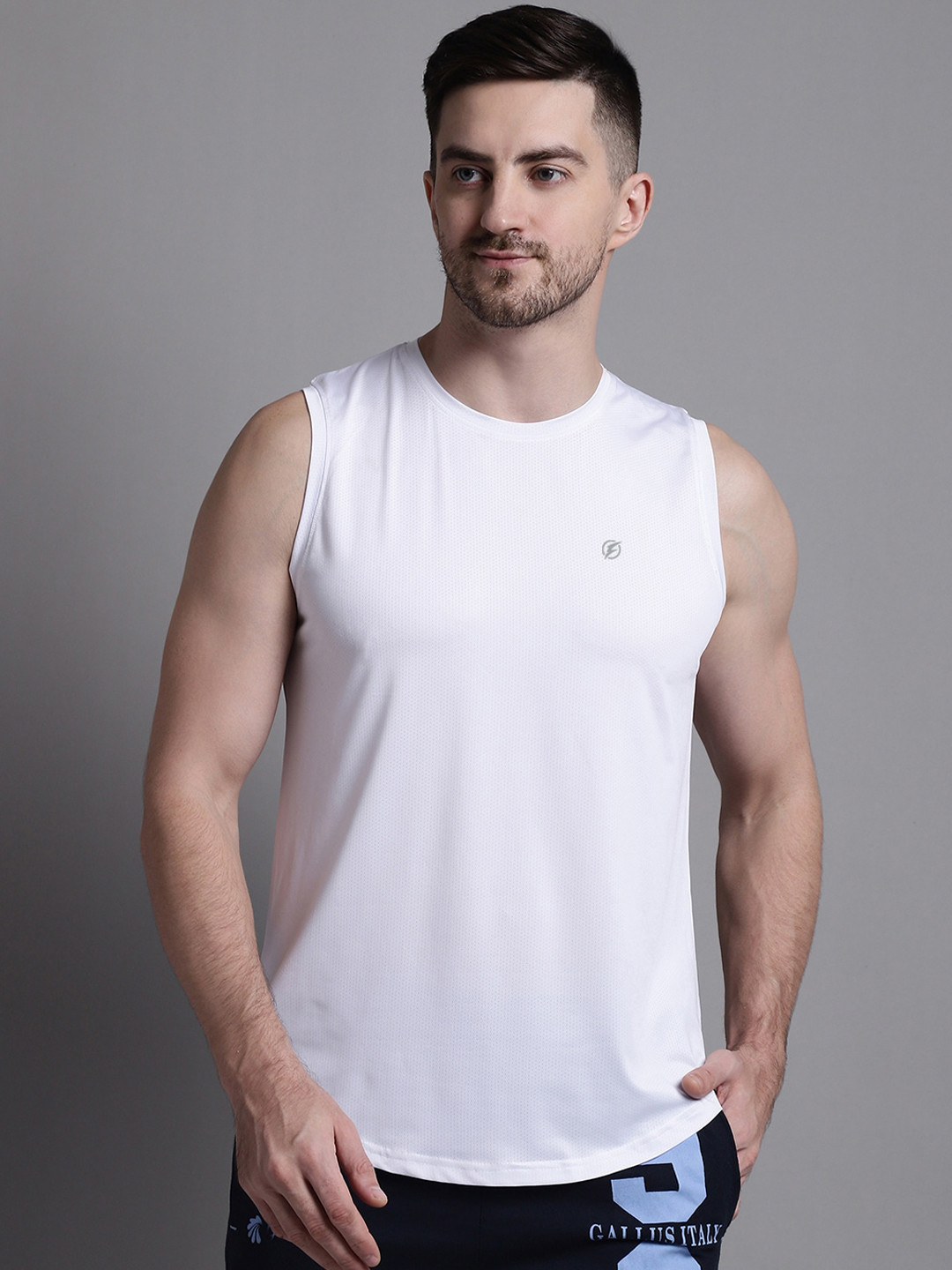 Friskers Round Neck High Low Gym Vest MST-3678-02-S
