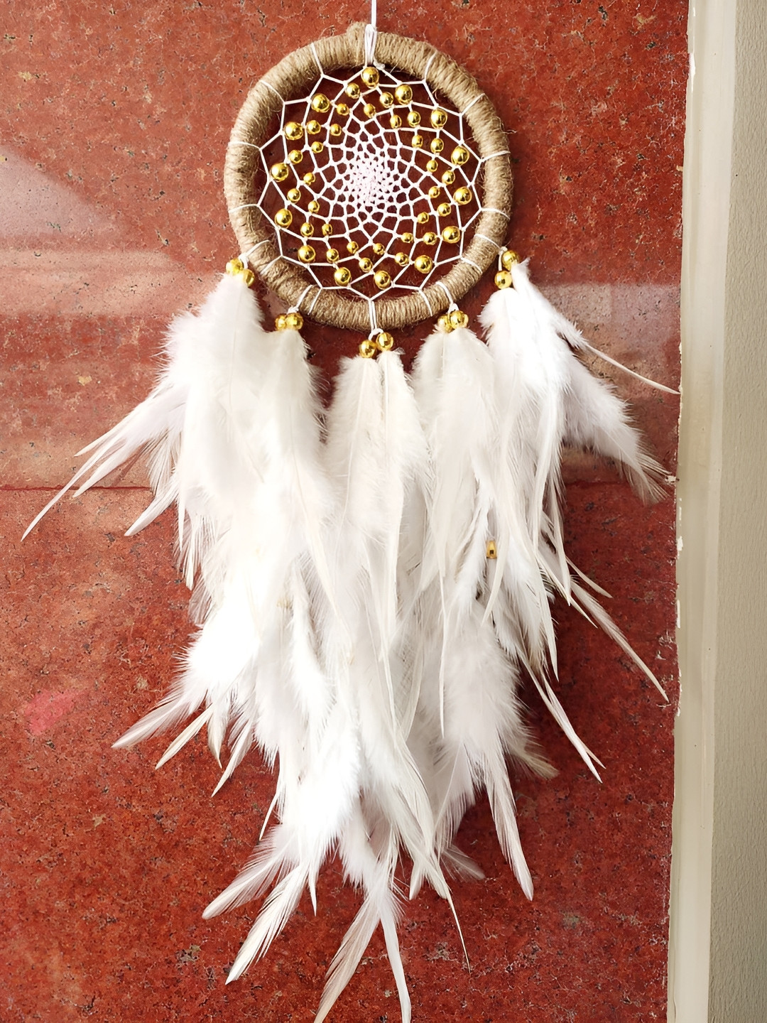 UVID ART AND CRAFT SUPPLIES White Feathers Hanging Dream Catcher