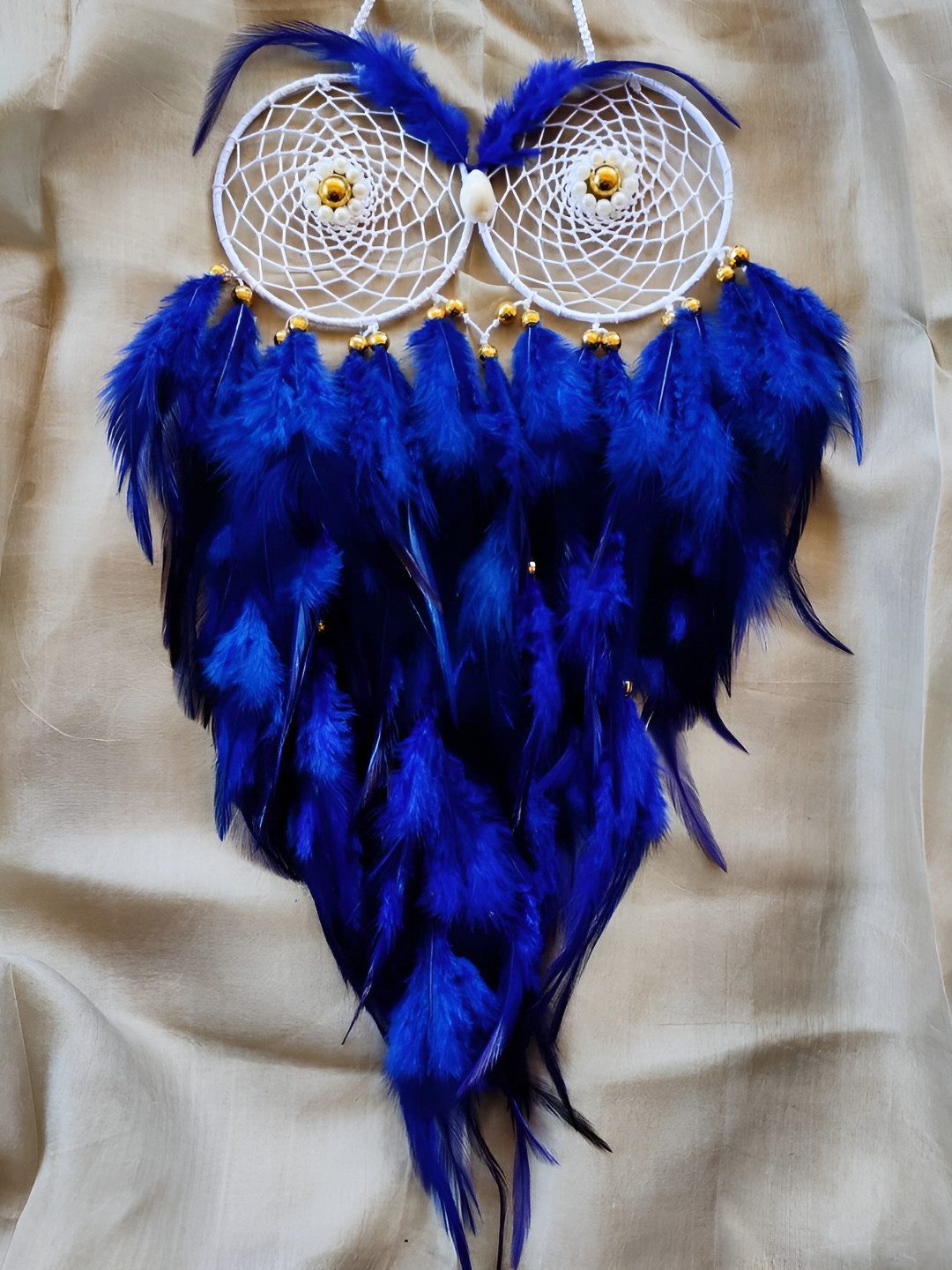 UVID ART AND CRAFT SUPPLIES Blue & White Owl-shaped Ceramic Dream Catcher