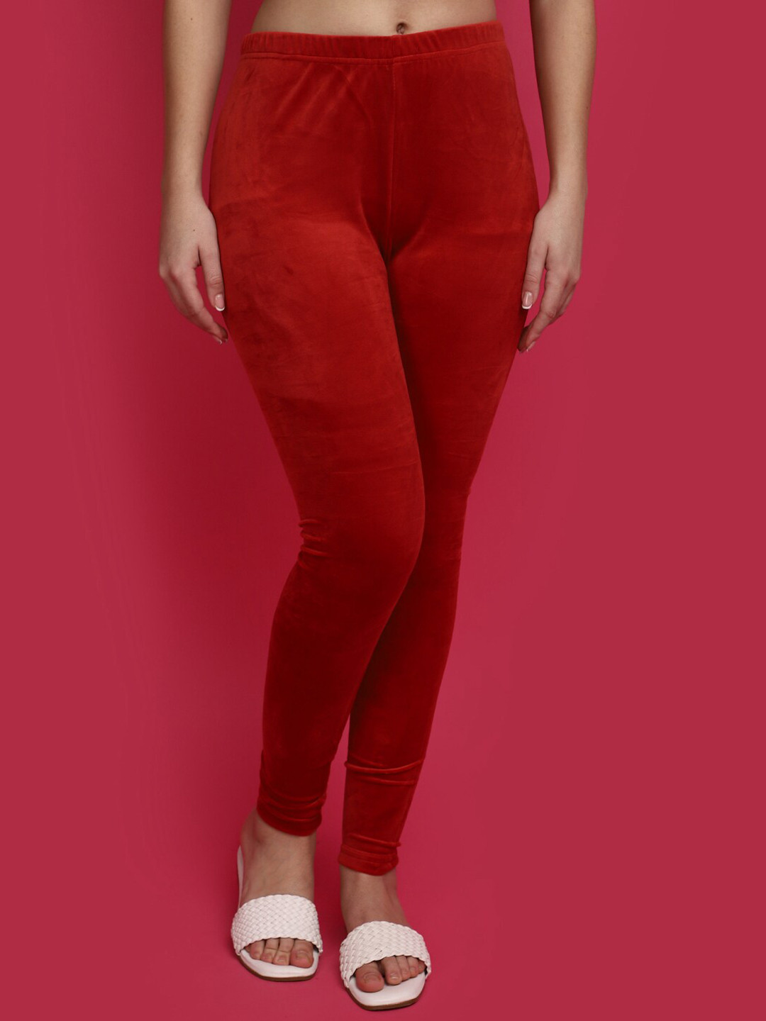 V-Mart Mid-Rise Velvet Churidar Length Leggings
