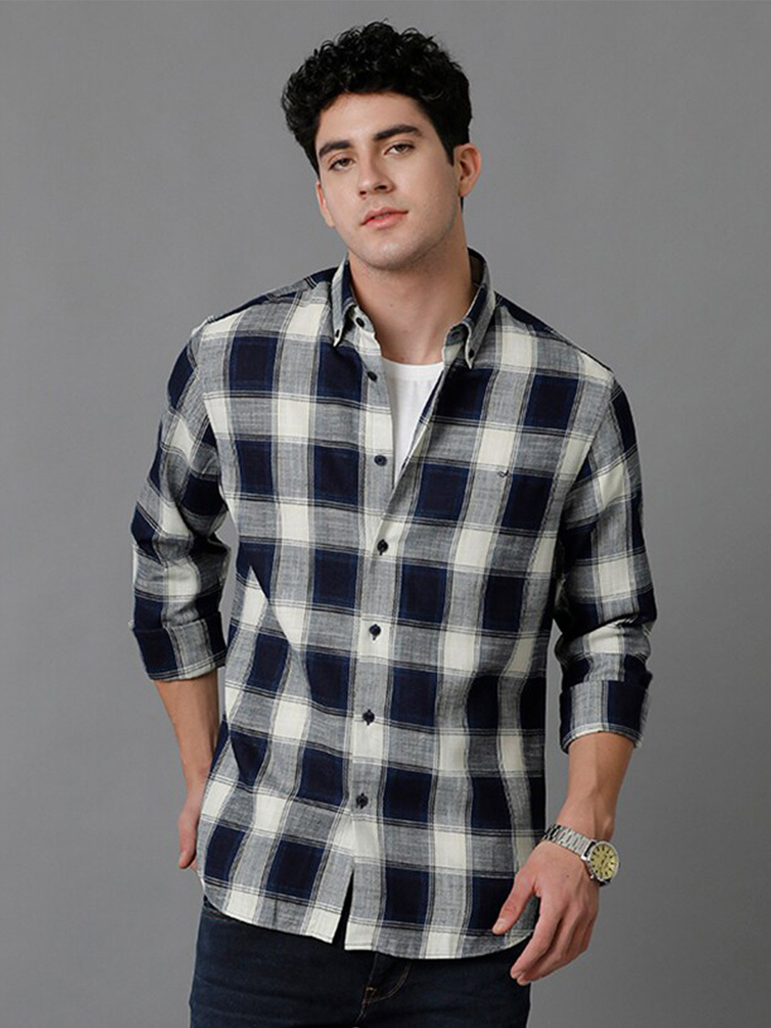 Aldeno Comfort Fit Tartan Checked Pure Cotton Casual Shirt