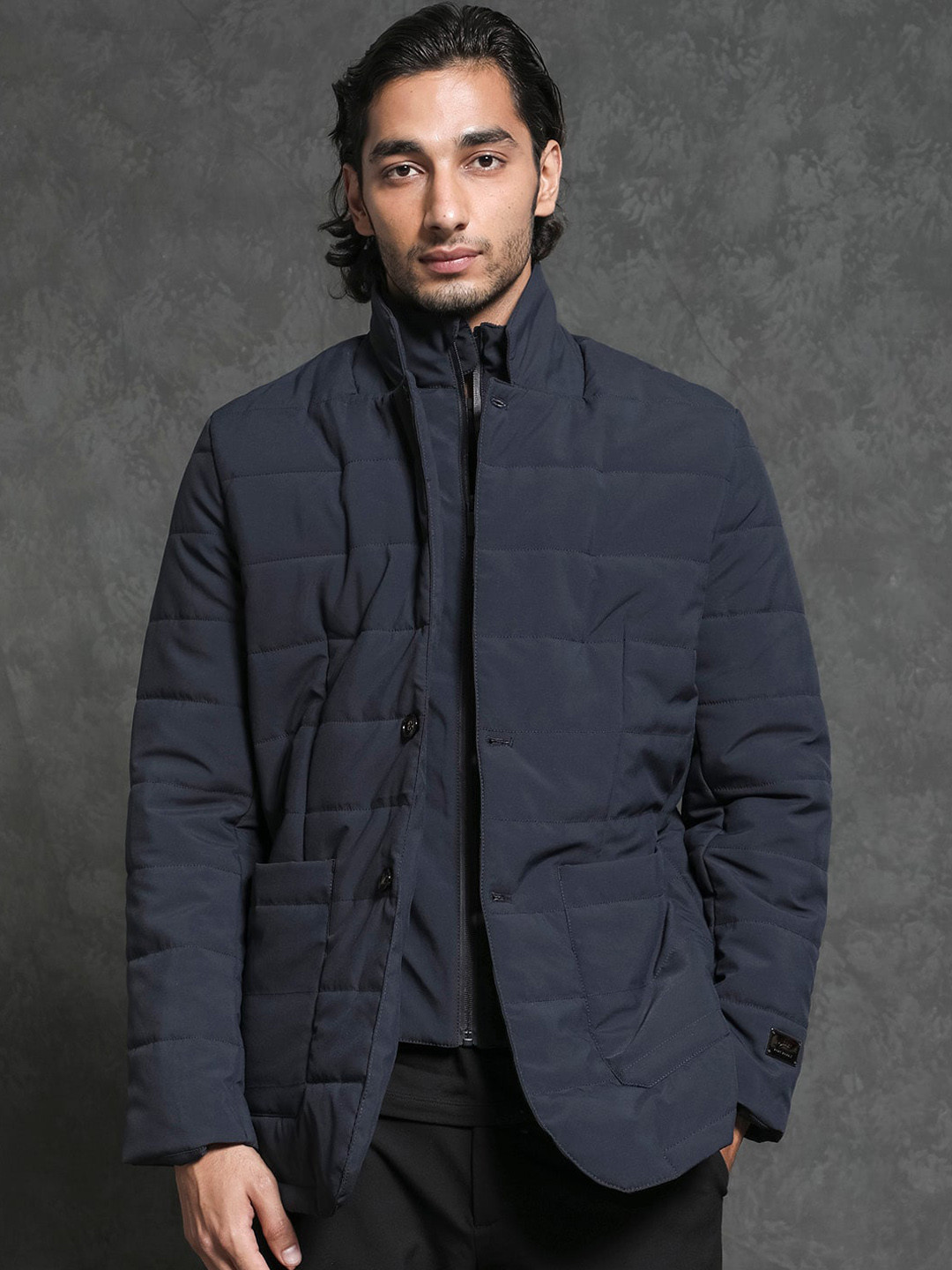 RARE RABBIT Men Alter Puffer Stand Collar Jacket