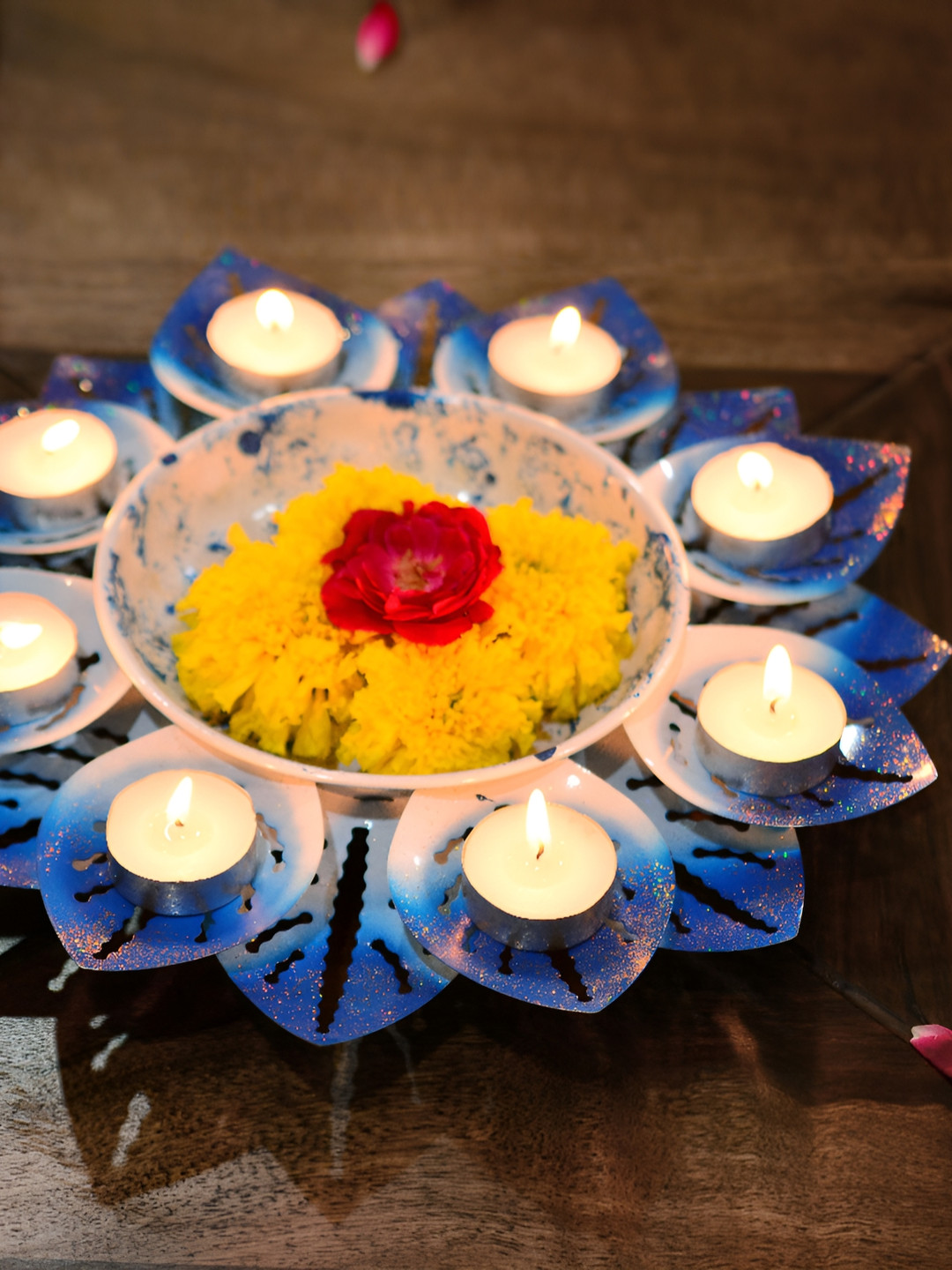 CaratWala Blue & White Printed Decorative Bowl