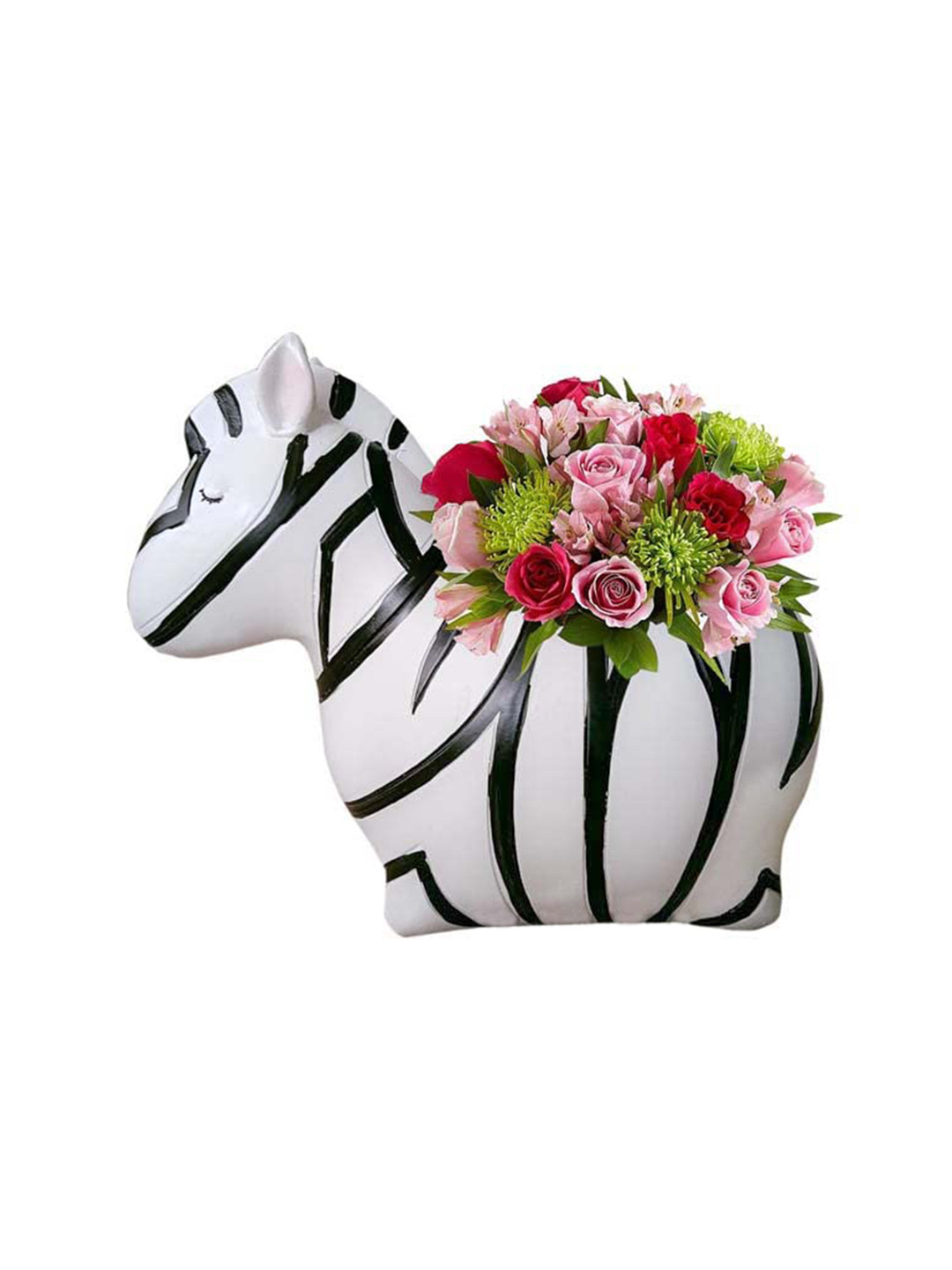 Garden Deco Black & White Zebra Resin Planter