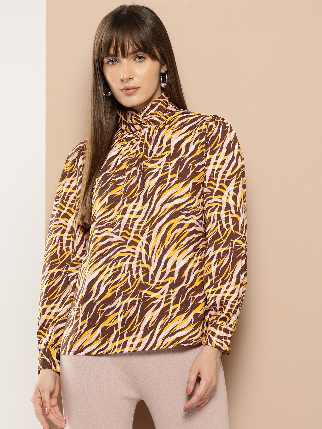 Chemistry Animal Print High Neck Top