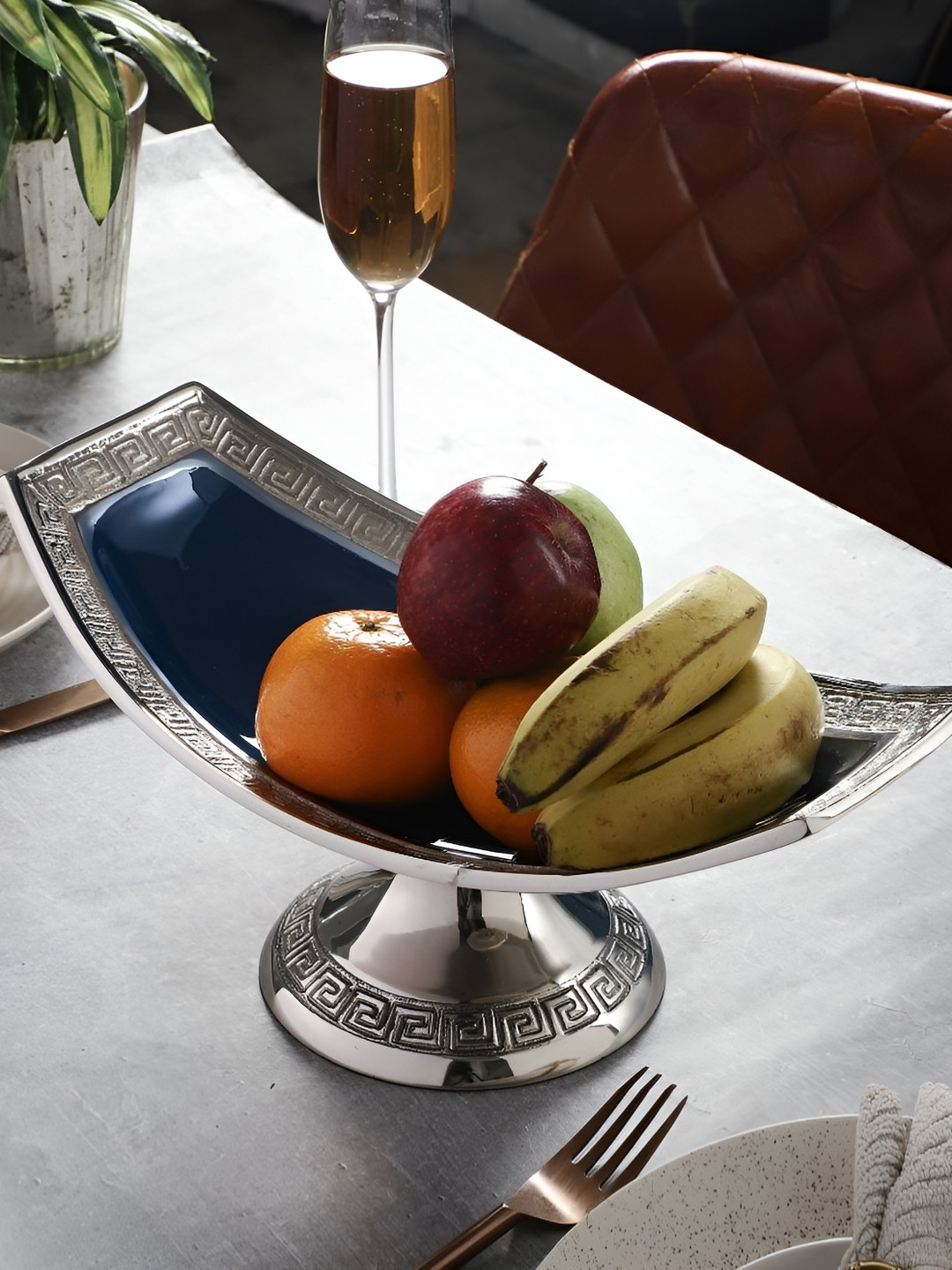 Decor de Maison Blue & Silver-Toned Metal Versace Design Food Platter