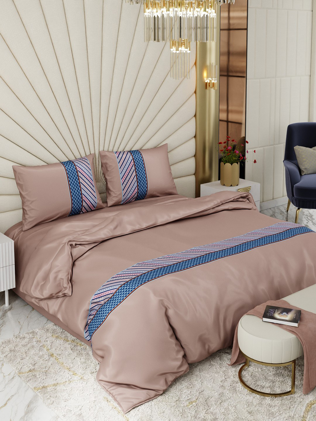 Stoa Paris Beige AC Room 150 GSM Double Bed Satin Comforter with 2 Pillow Covers