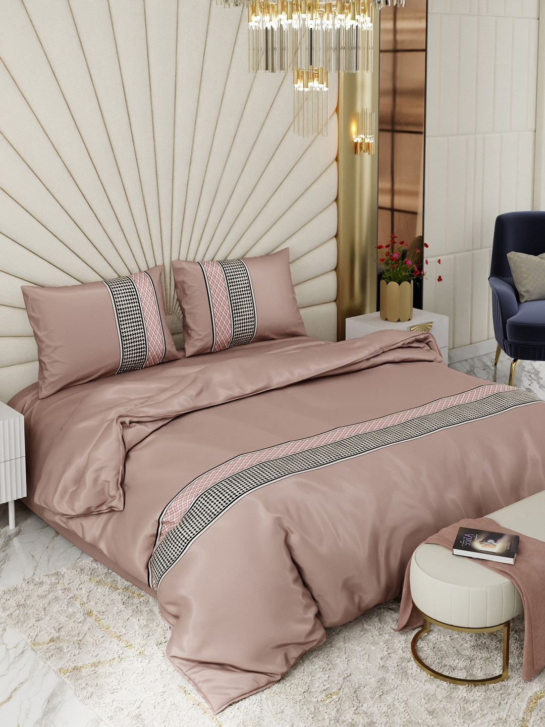 Stoa Paris Beige AC Room 150 GSM Double Bed Satin Comforter with 2 Pillow Covers