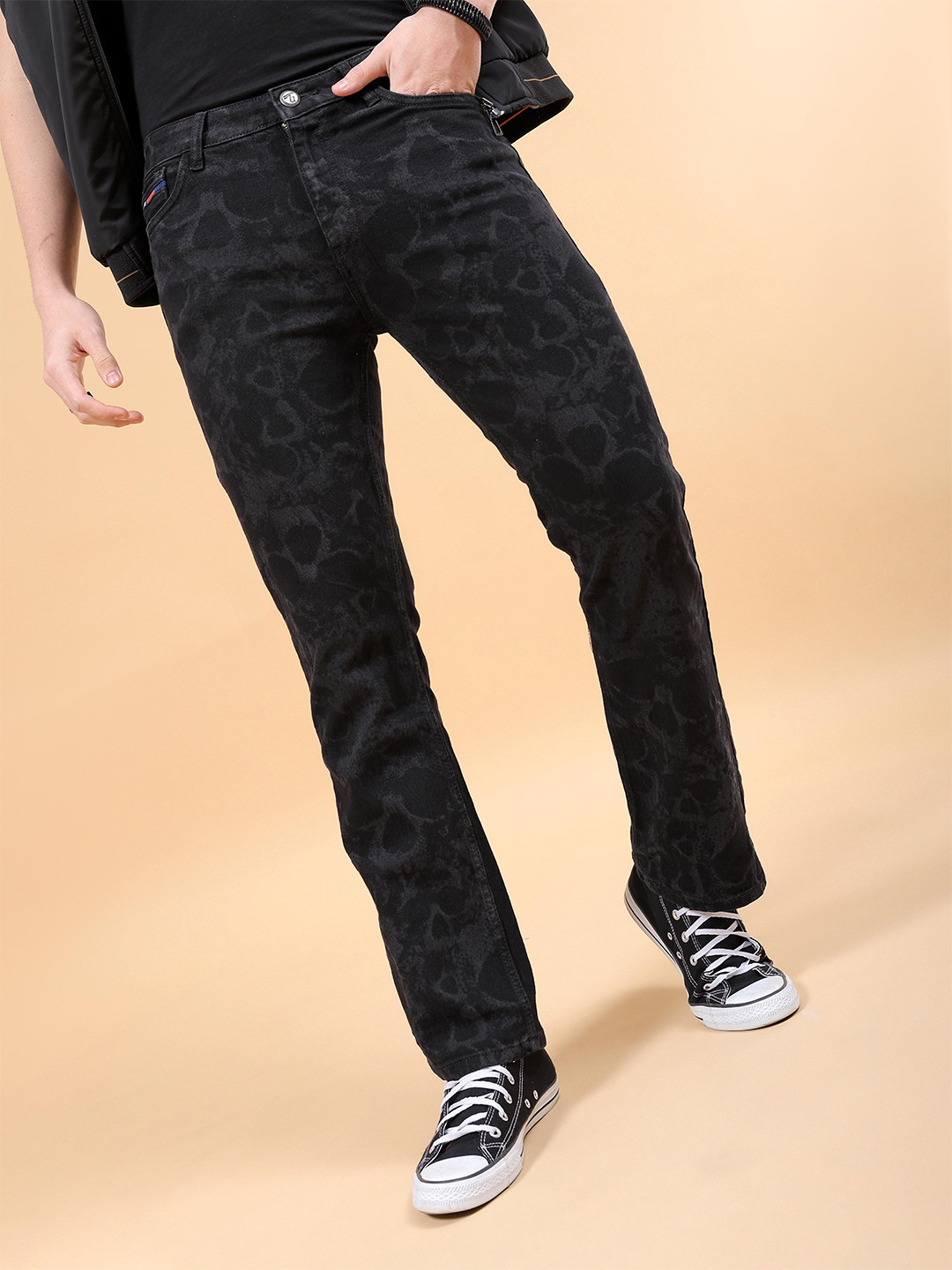 The Indian Garage Co Men Black Mid-Rise Bootcut Clean Look Stretchable Jeans