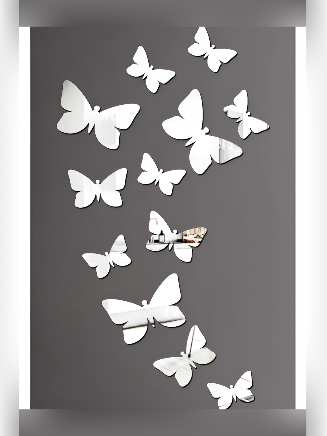 Wall1ders Silver Toned 12 Pieces Butterfly Acrylic Mirror Wall Stickers