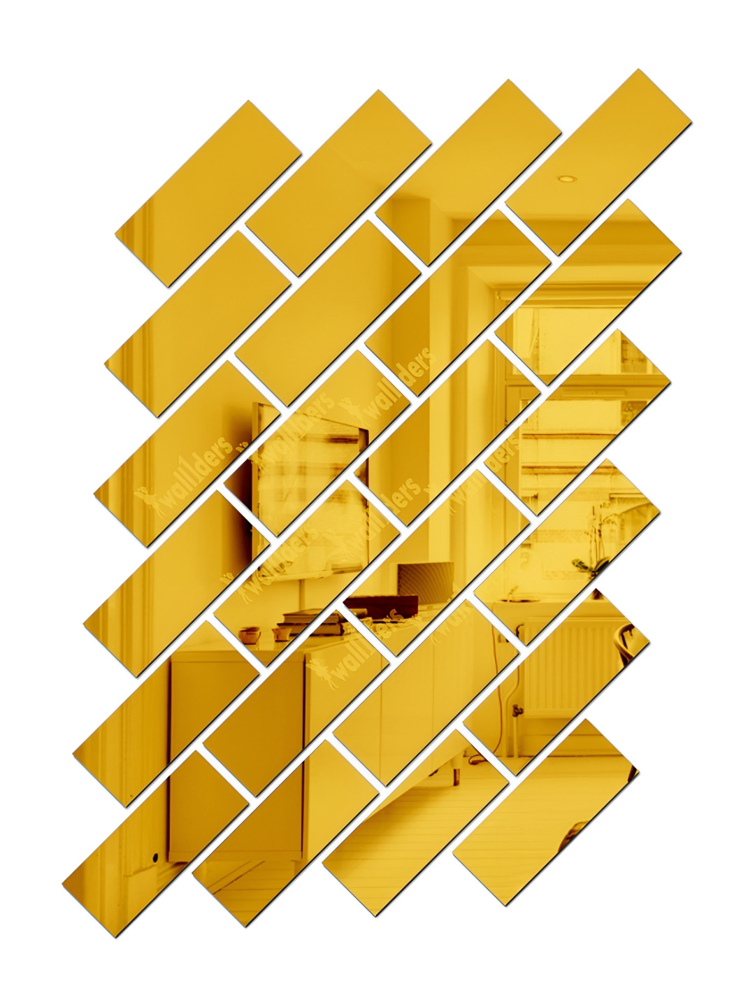 Wall1ders 25-pcs Metallic-colored Rectangle Acrylic Mirror Wall Stickers