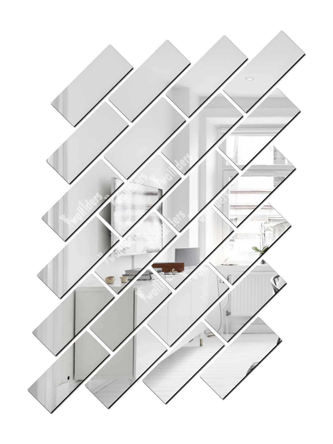 Wall1ders Grey 25 Pieces Rectangle Wall Stickers For Home & Offices.