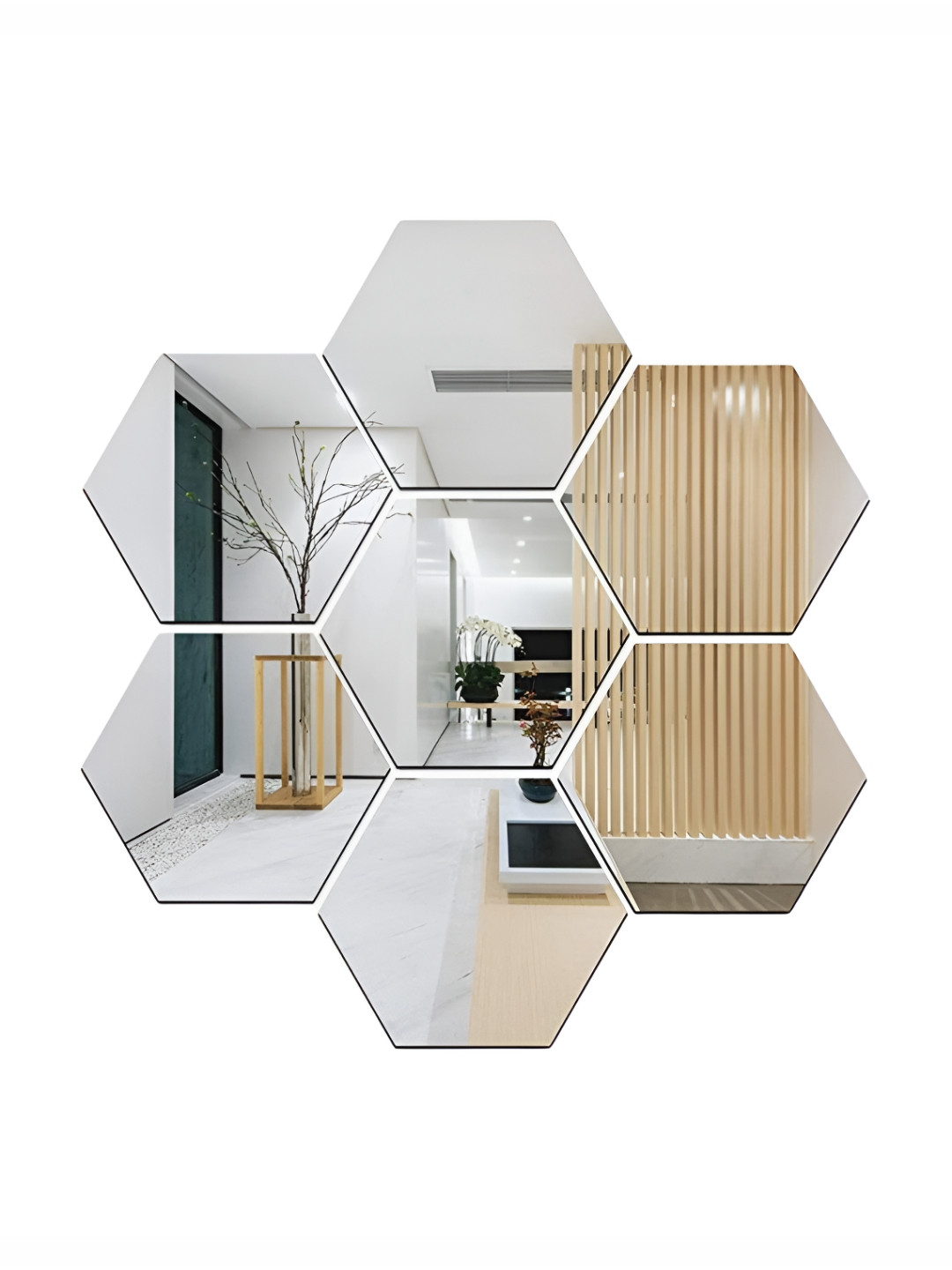 Wall1ders 7-PCs Grey Hexagon Wall Stickers.