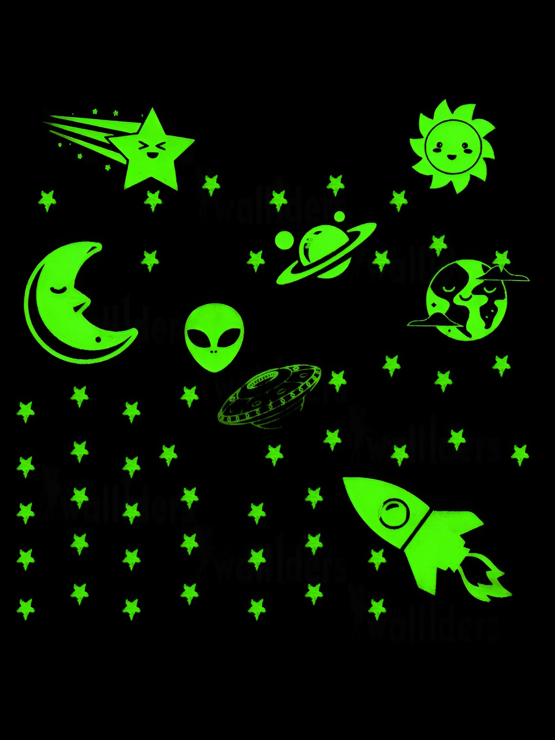 Wall1ders 120 Pieces Green Night Glow Wall Stickers