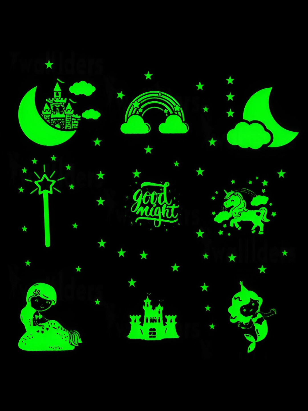 Wall1ders 120 Pieces Green Radium Night Glow Wall Stickers