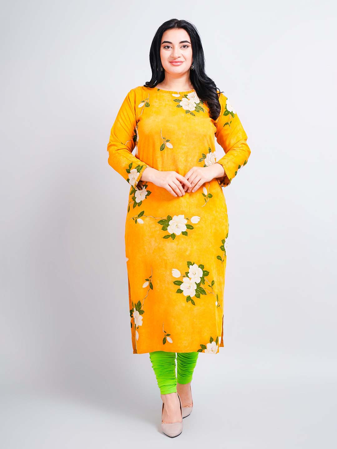 Navgya Floral Embroidered Straight Modal Kurta