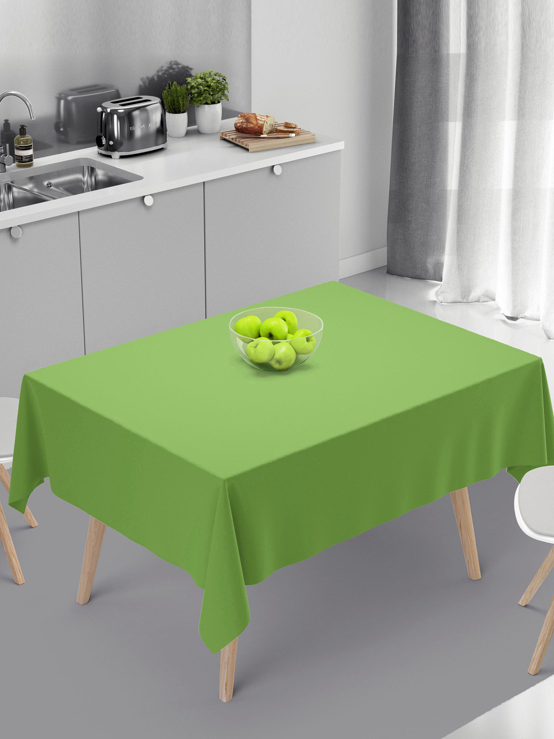 HOME COLORS.IN Green Cotton 4 Seater Square Table Cover
