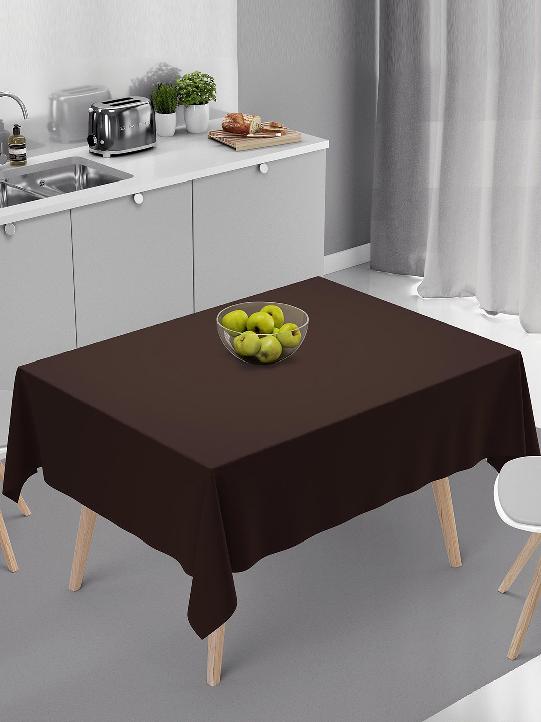 HOME COLORS.IN Brown Cotton 4 Seater Square Table Cover