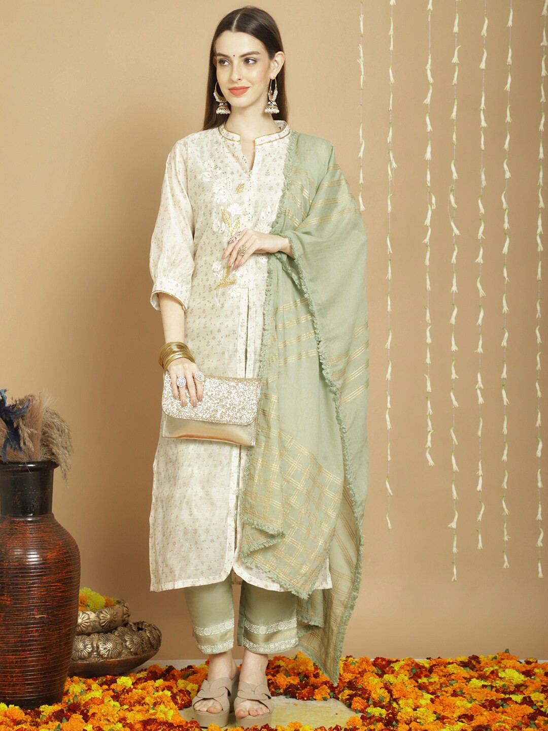 Stylee LIFESTYLE Embroidered Semi-Stitched Dress Material