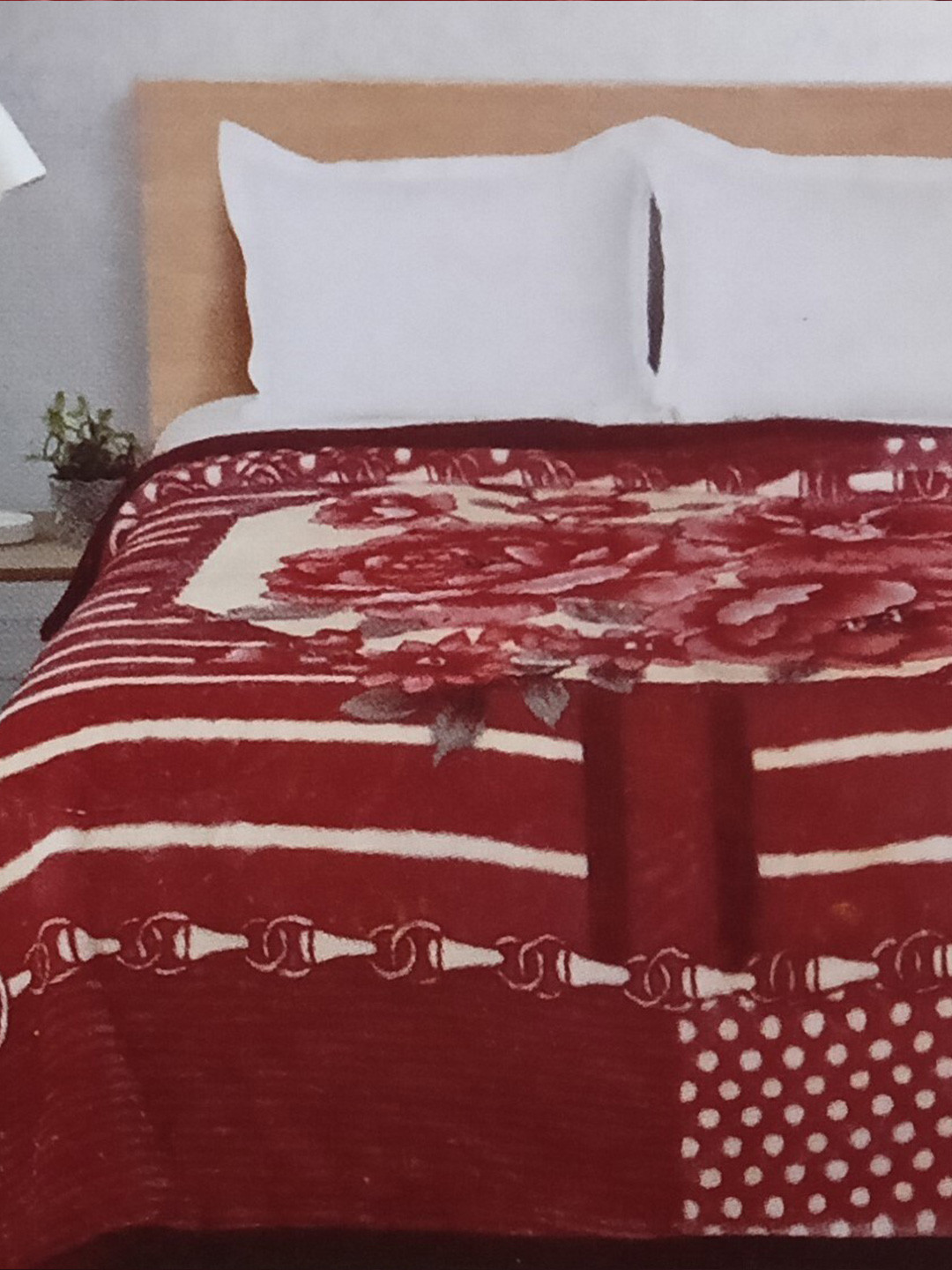 Signature Red Floral Microfiber Heavy Winter Double Bed Blanket