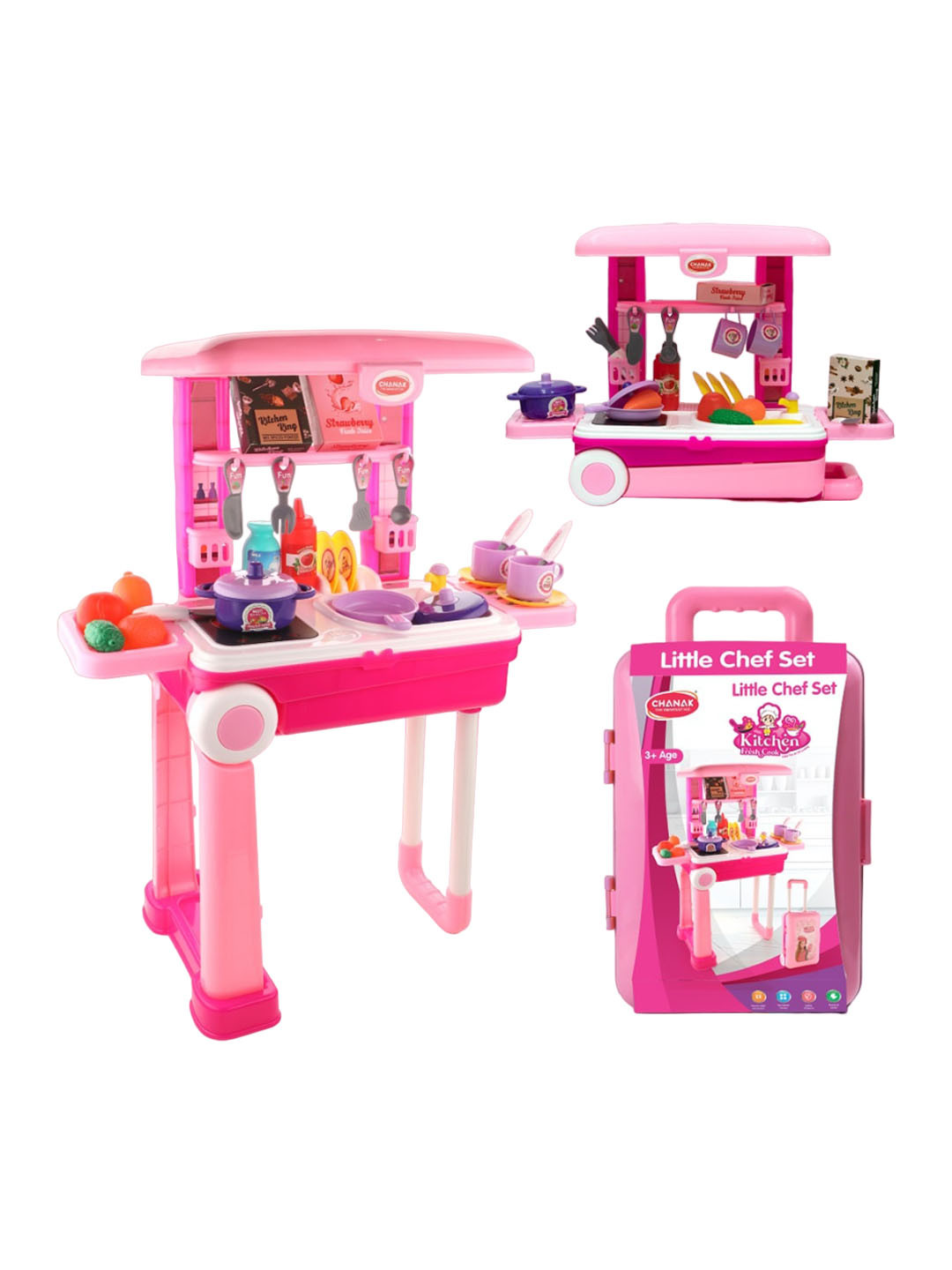 Aditi Toys Girls Kitchen Set-Kitchen Suitcase Set On Wheels & Cooking Set