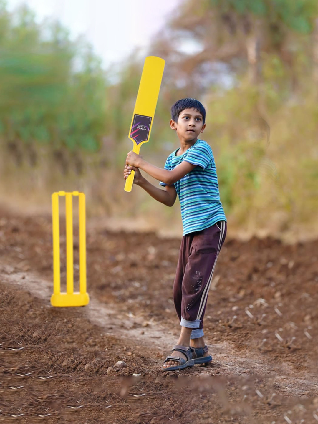 Aditi Toys Kids Cricket Set With Bat-Ball-Bails 3 Stumps With Stand