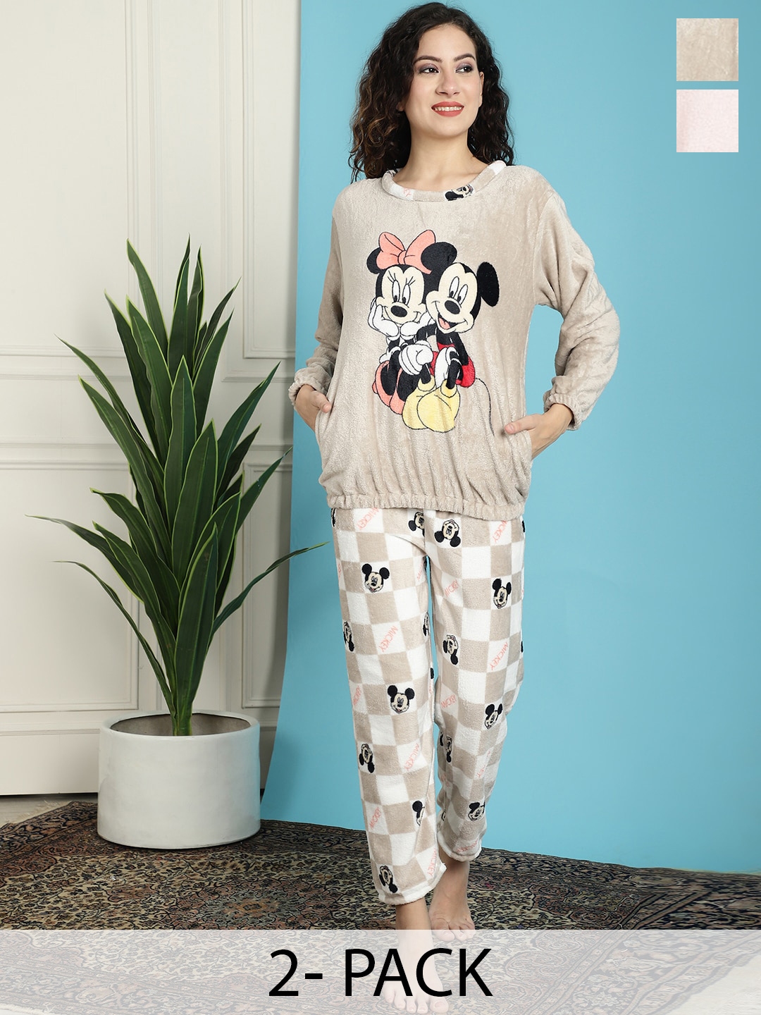 Buy TAG 7 Pack Of 2 Mickey Mouse Printed Night suit Night suits for Women 26168386 Myntra