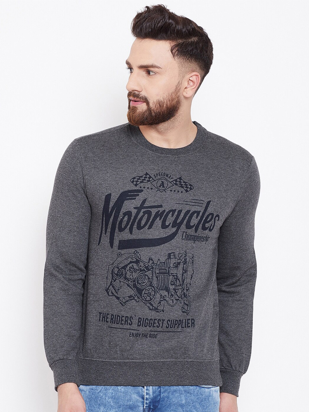 Austin wood Typography Printed Long Sleeves Fleece Pullover Sweatshirt