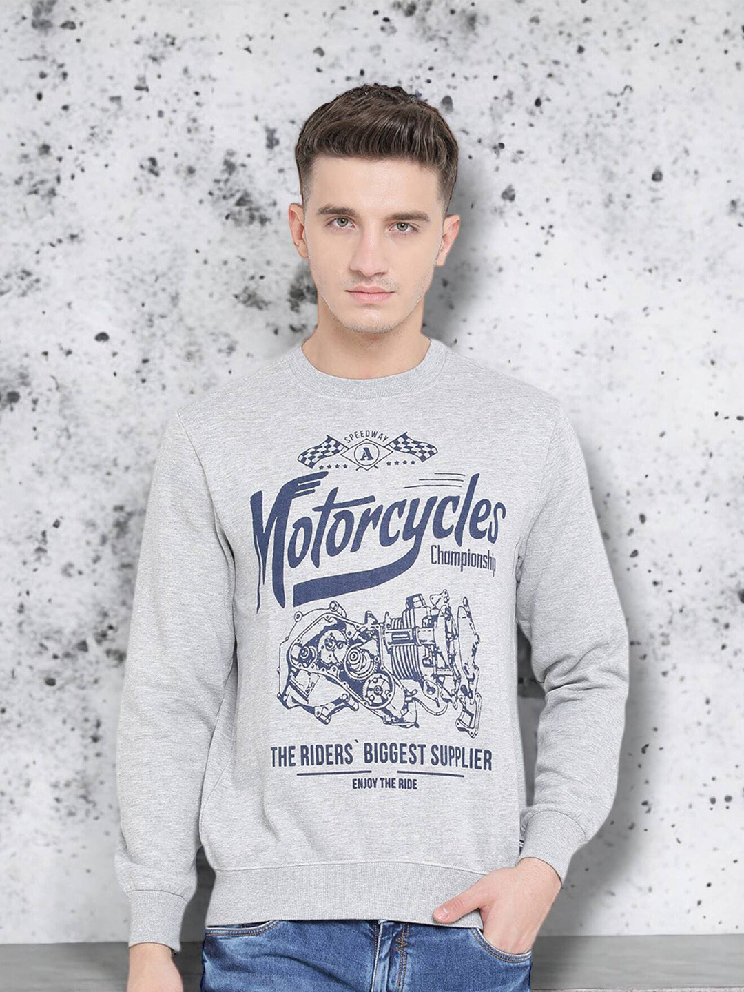 Austin wood Typography Printed Long Sleeves Fleece Pullover Sweatshirt