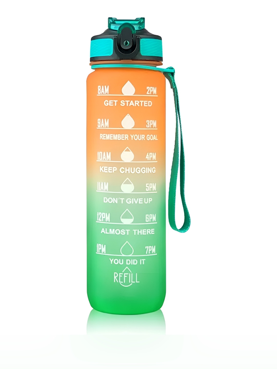WELOUR Orange & Green Single Printed Water Bottle
