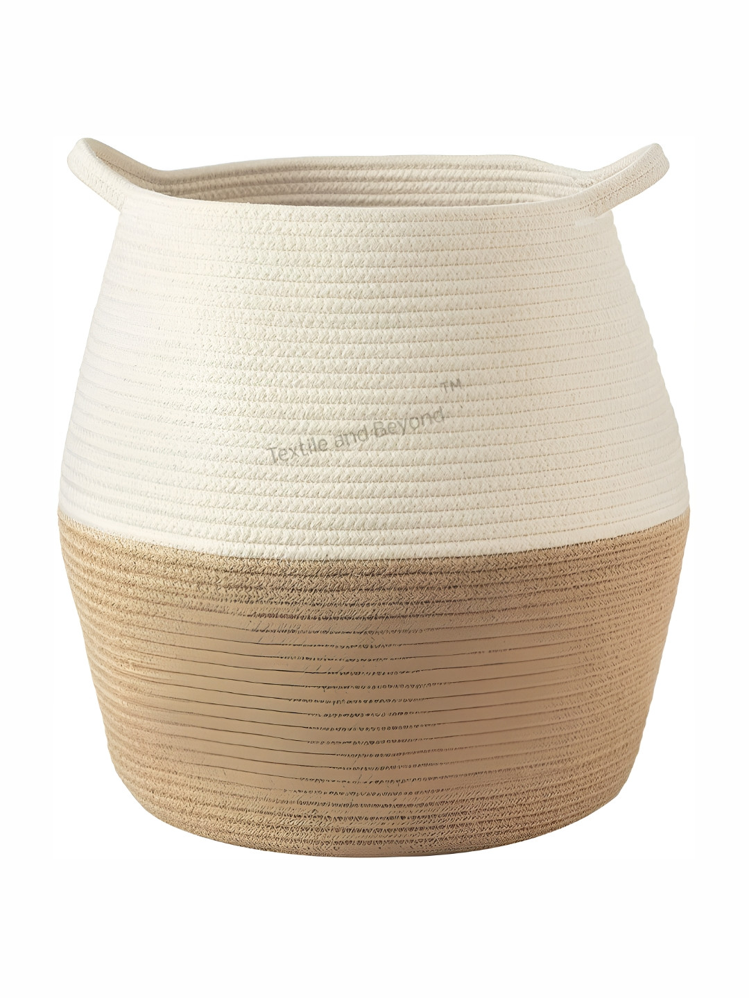 Textile and Beyond Brown & Beige Textured Jute Laundry Bag