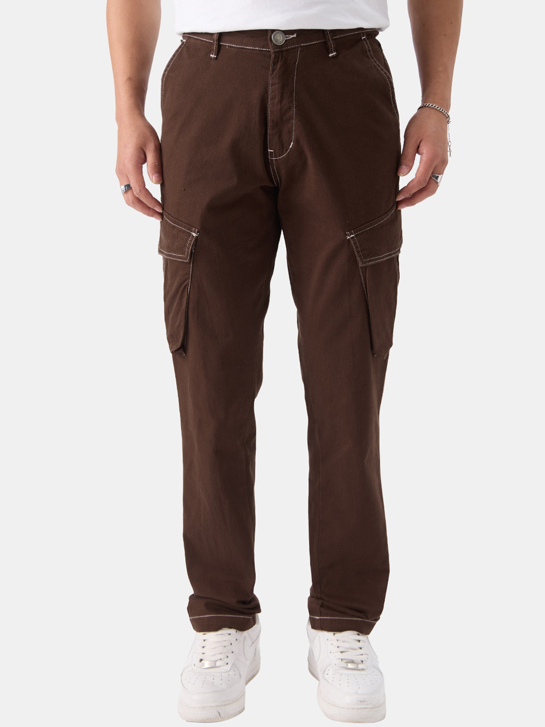 The Souled Store Men Brown Mid-Rise Cargos