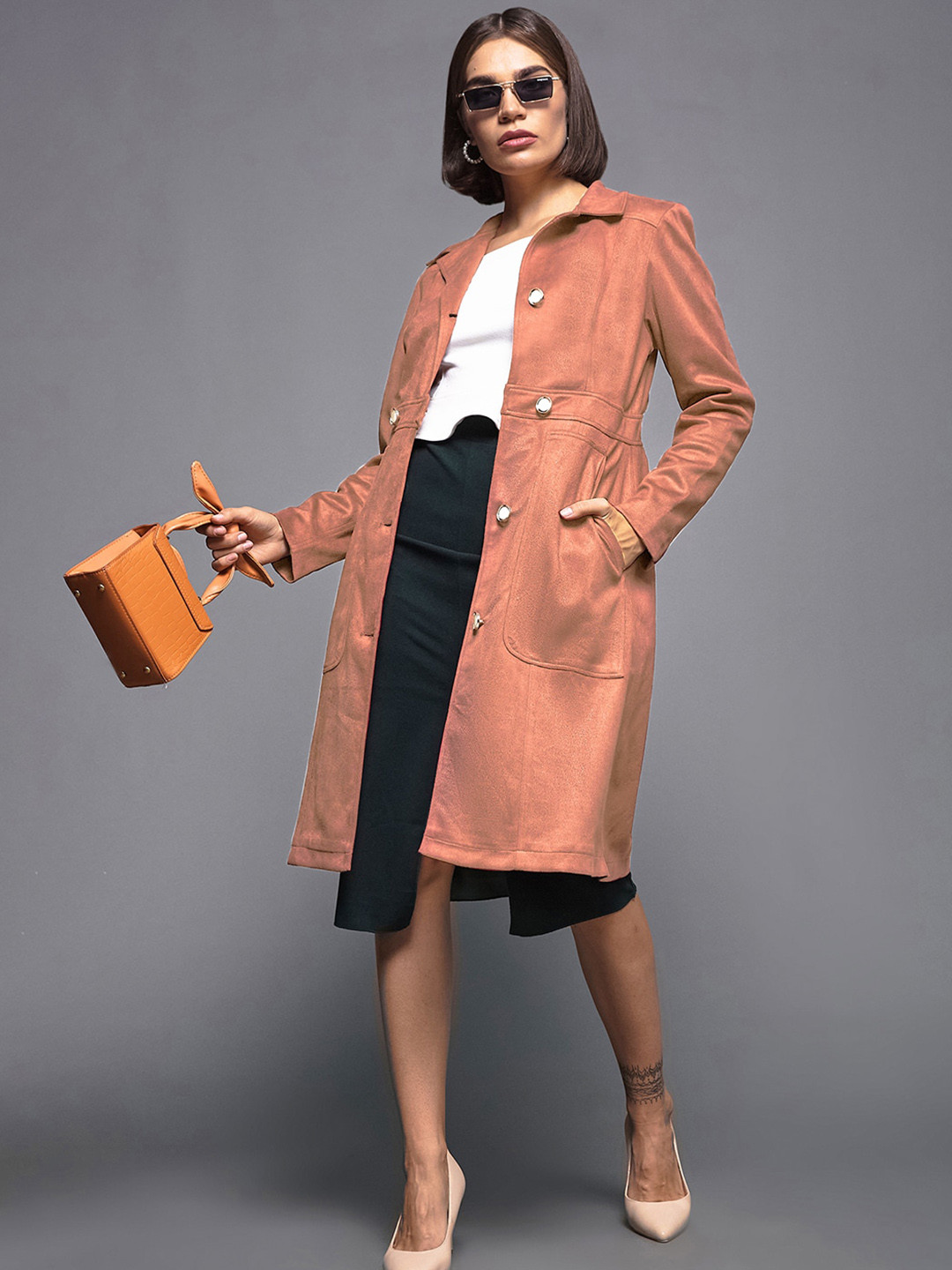 Miss Chase Lapel Collar Longline Overcoat