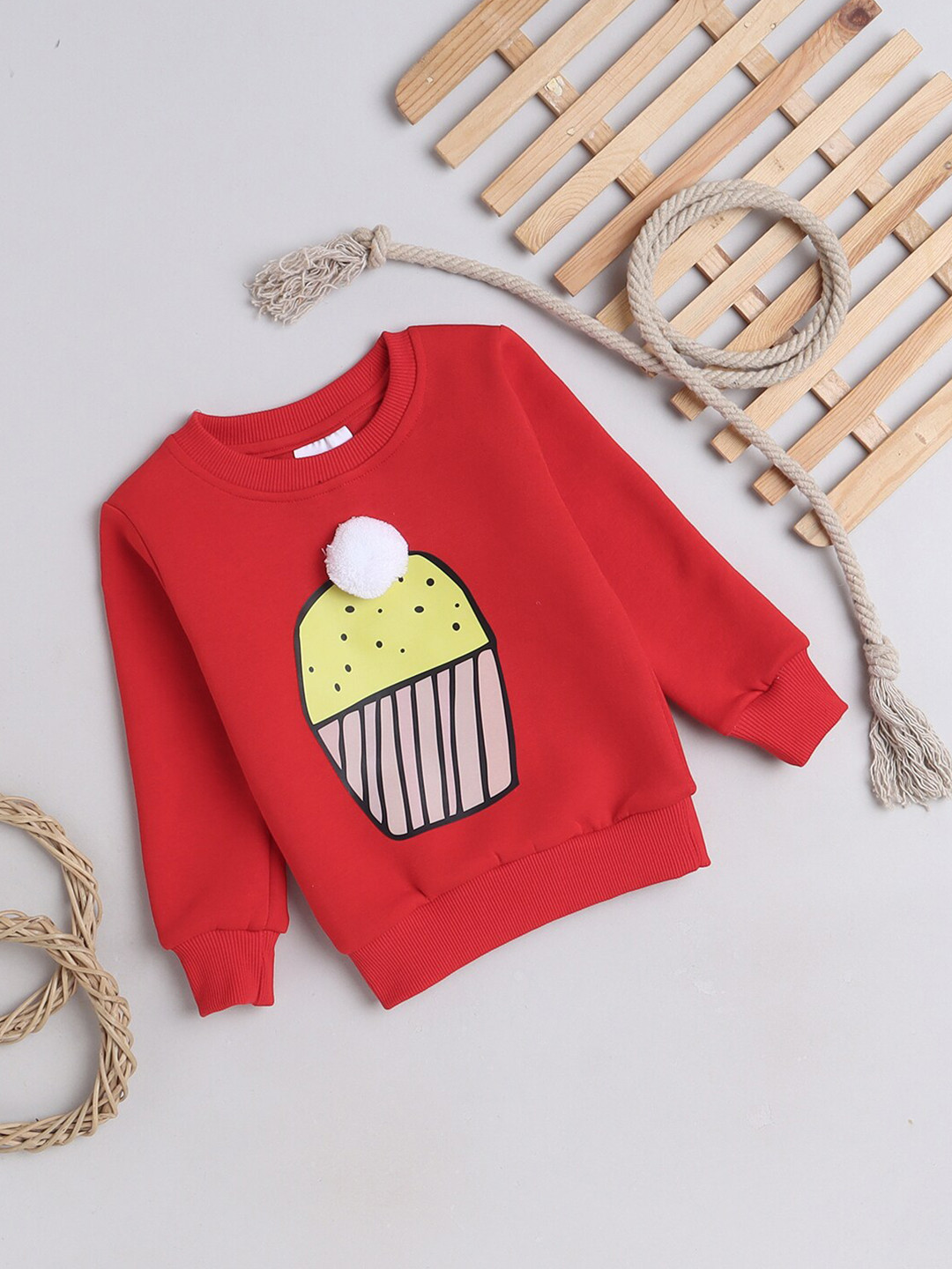 Knitting Doodles Girls Graphic Printed Fleece Pullover Sweatshirt