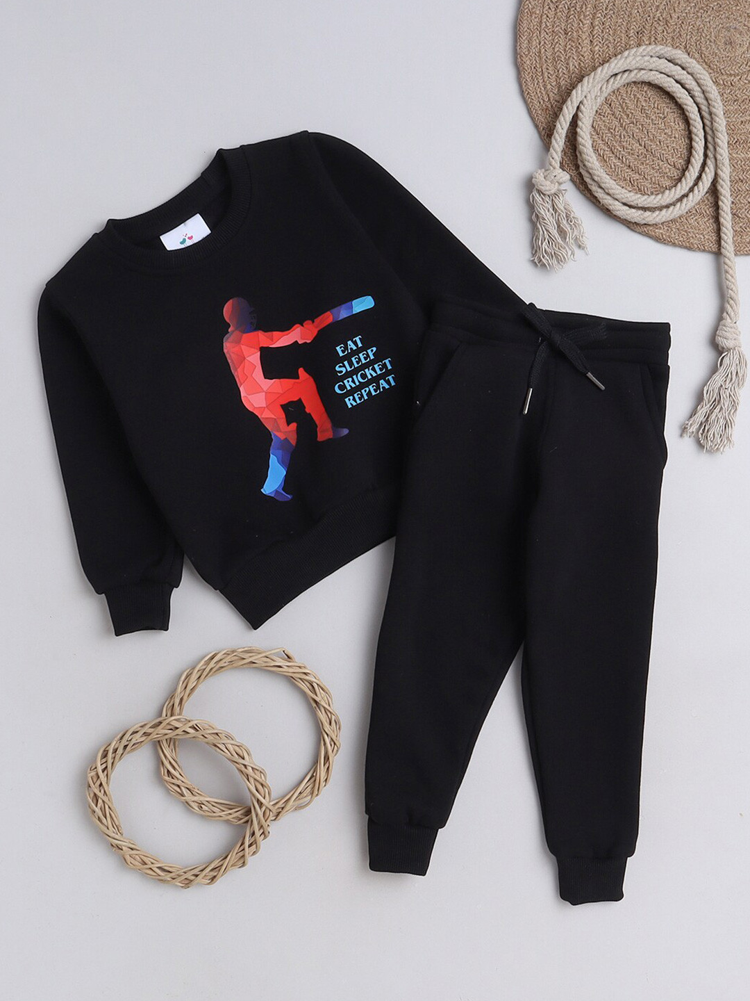 Knitting Doodles Kids Graphic Printed Long Sleeves Fleece Clothing Set