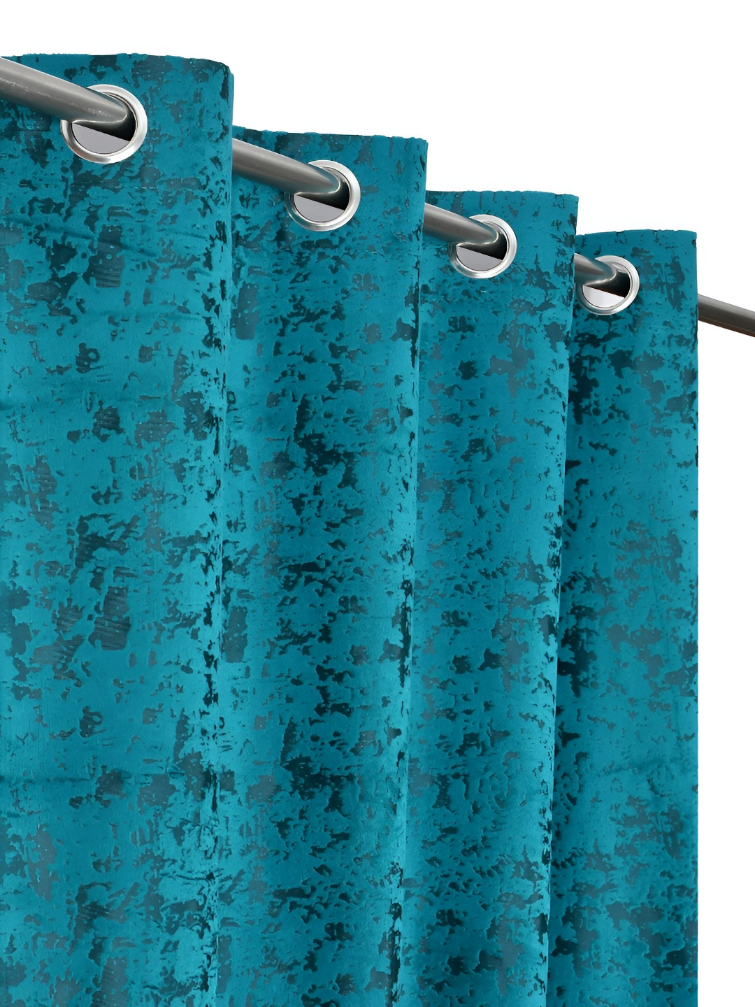 Kraftiq Homes Green 2 Pieces Floral Velvet Room Darkening Long Door Curtains