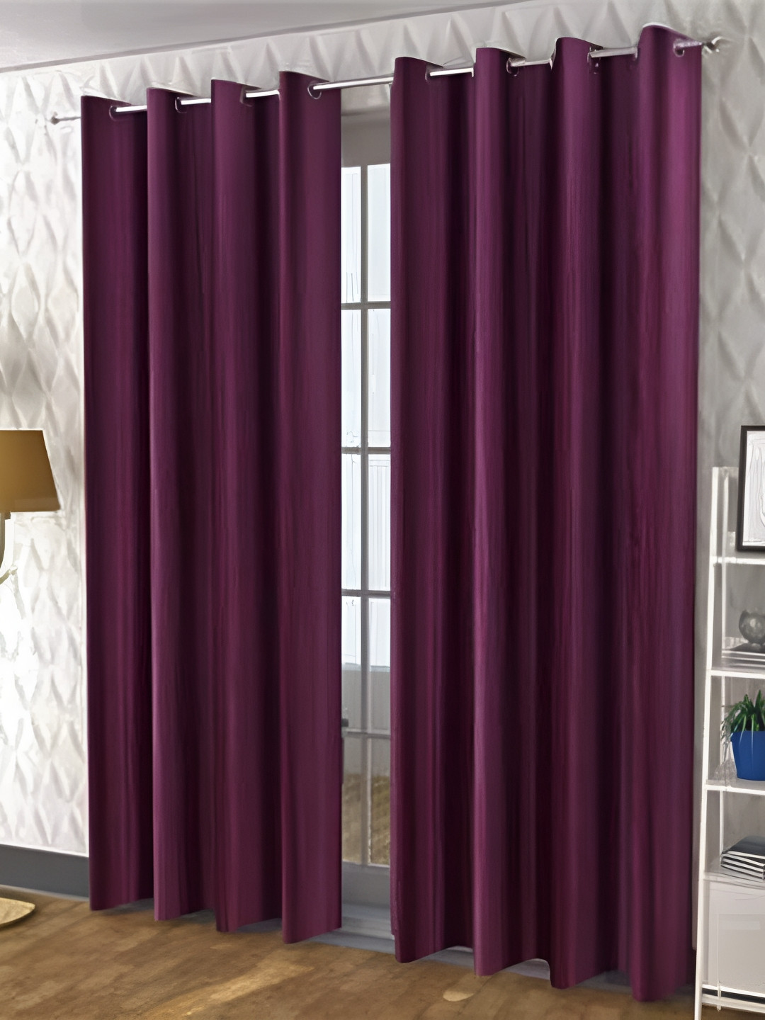 Kraftiq Homes Crush Purple 2 Pieces Regular Window Curtain