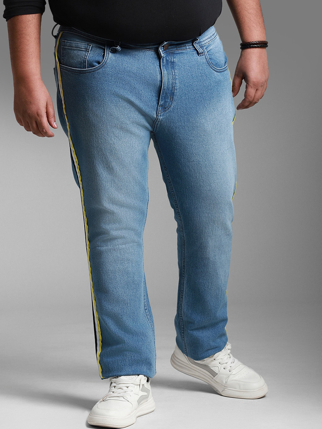 Freeform by High Star Plus Size Men Slim Fit Light Fade Clean Look Stretchable Jeans