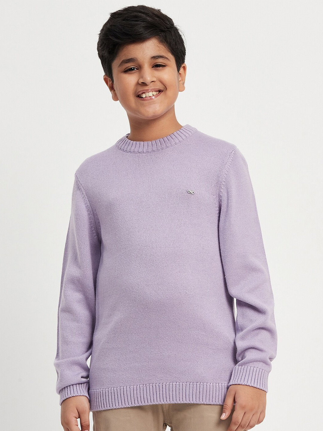 Purple United Kids Round Neck Acrylic Pullover
