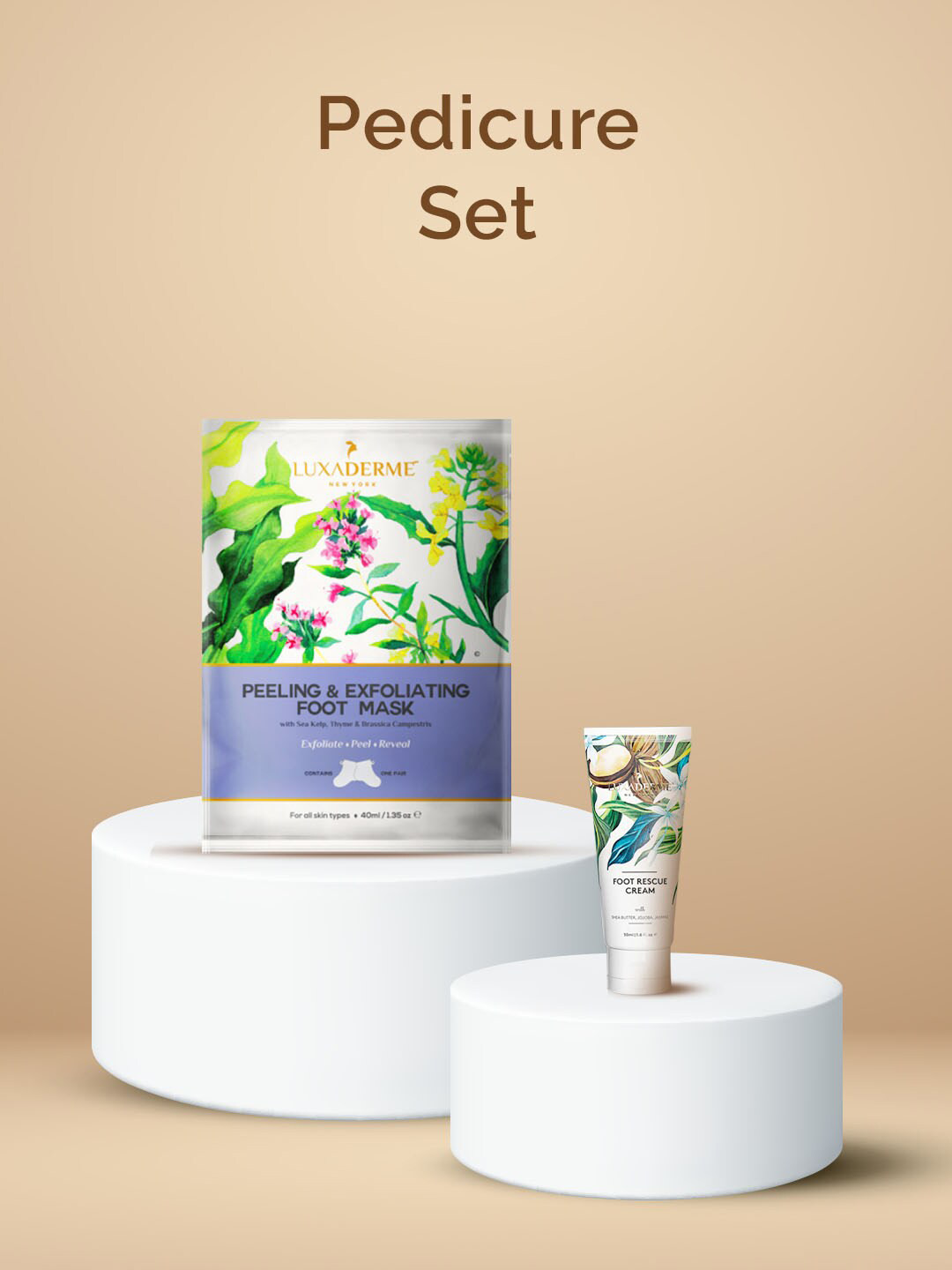 LuxaDerme Combo Of Peeling & Exfoliating Foot Mask 40ml & Foot Rescue Cream 50ml