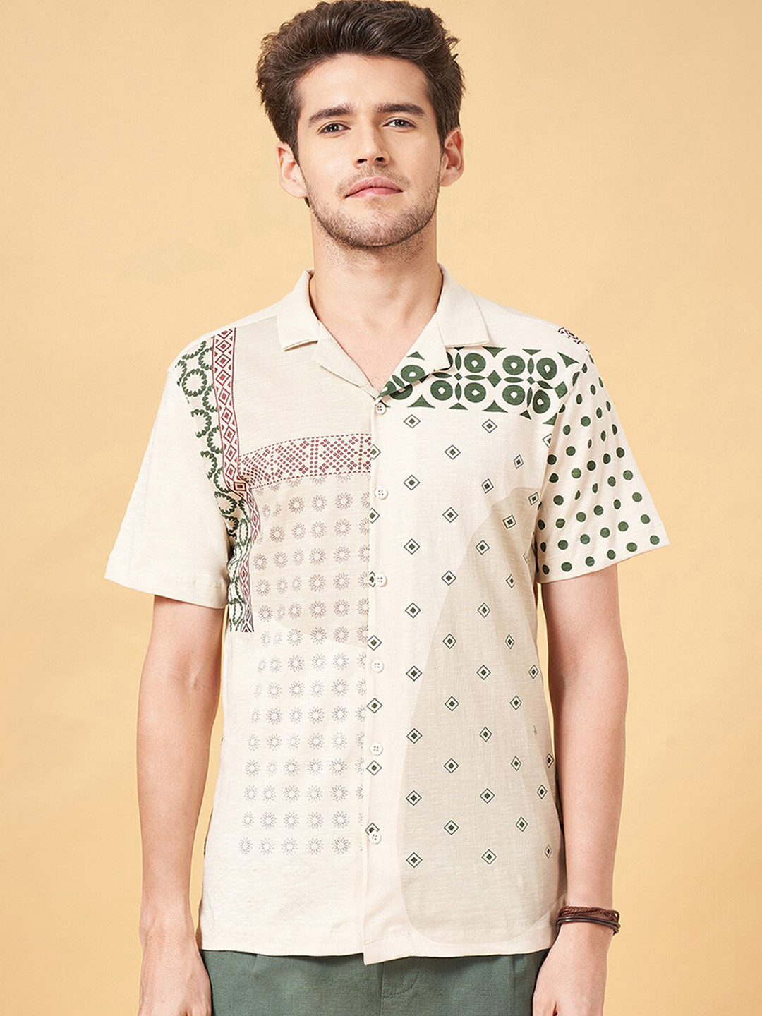 7 Alt by Pantaloons Slim Fit Ethnic Motifs Printed Casual Cotton Shirt