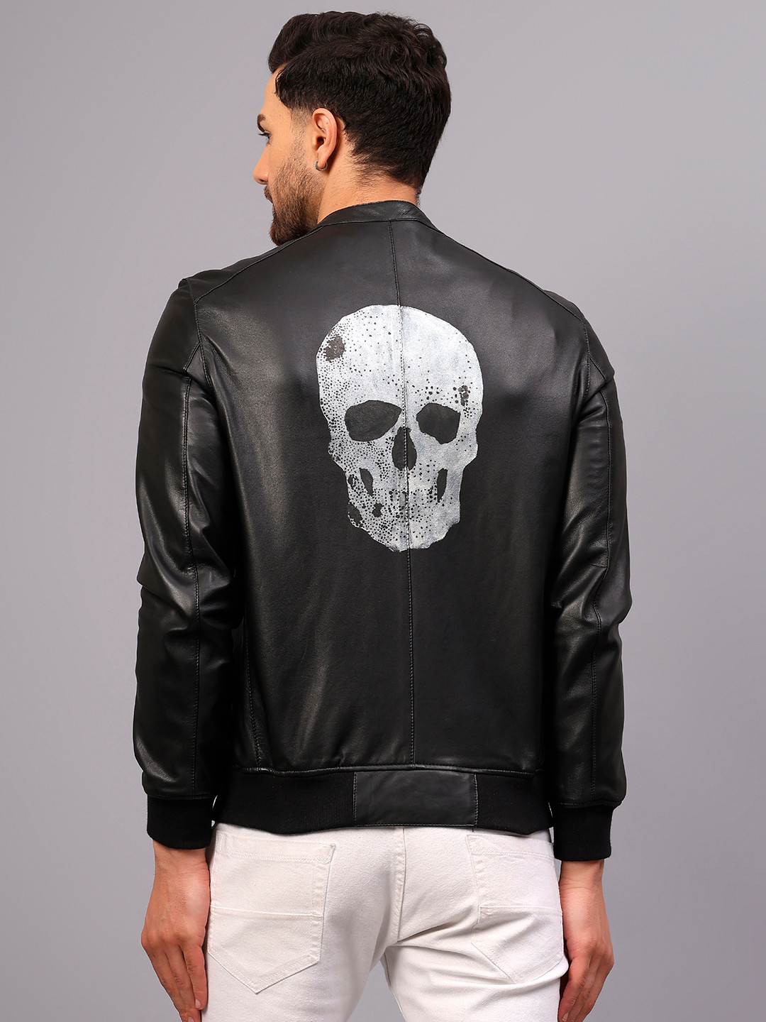 Saint G Graphic Printed Water Resistant Leather Jacket