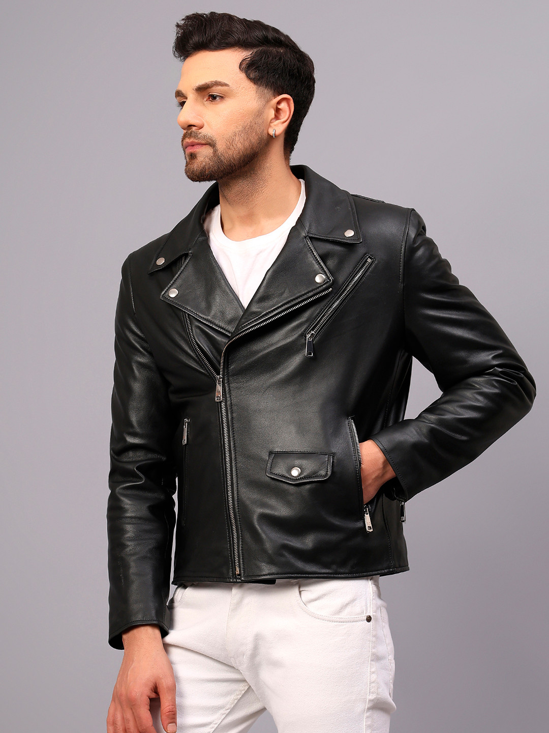 Saint G Leather Water Resistant Biker Jacket