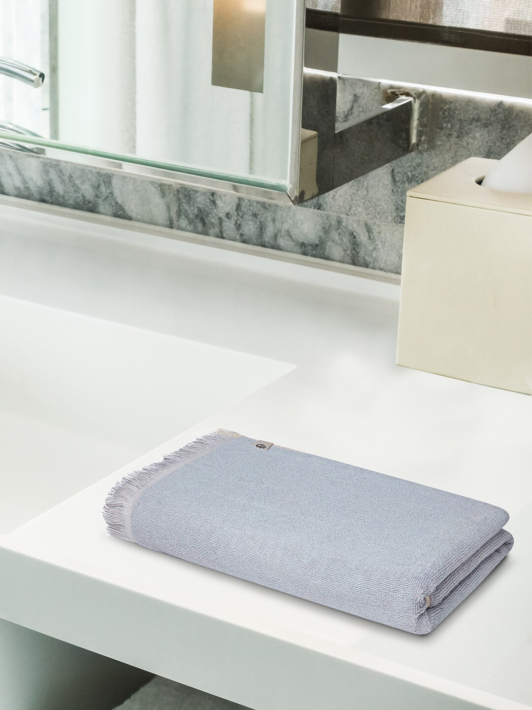 Himeya Turquoise Grey Solid Cotton 500 GSM Bath Towel