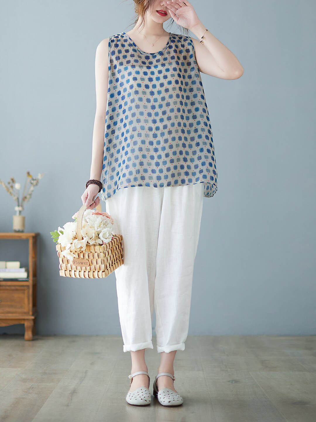 JC Mode Geometric Printed Sleeveless Top