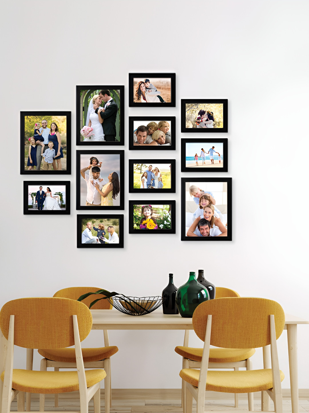 Stuthi Arts Black 12 Pieces Wooden Wall Photo Frames Set