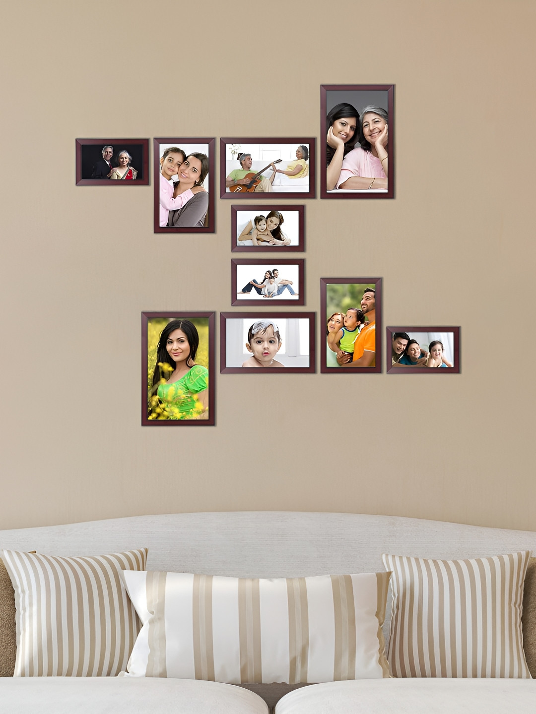 Stuthi Arts Brown 10 Pieces Wooden Wall Photo Frames Set