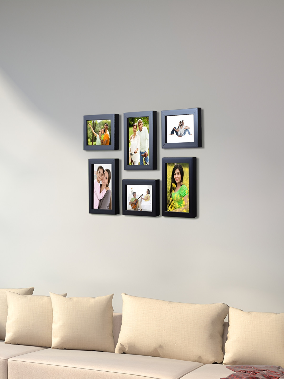 Stuthi Arts Black 6 Pieces Wooden Wall Photo Frames Set