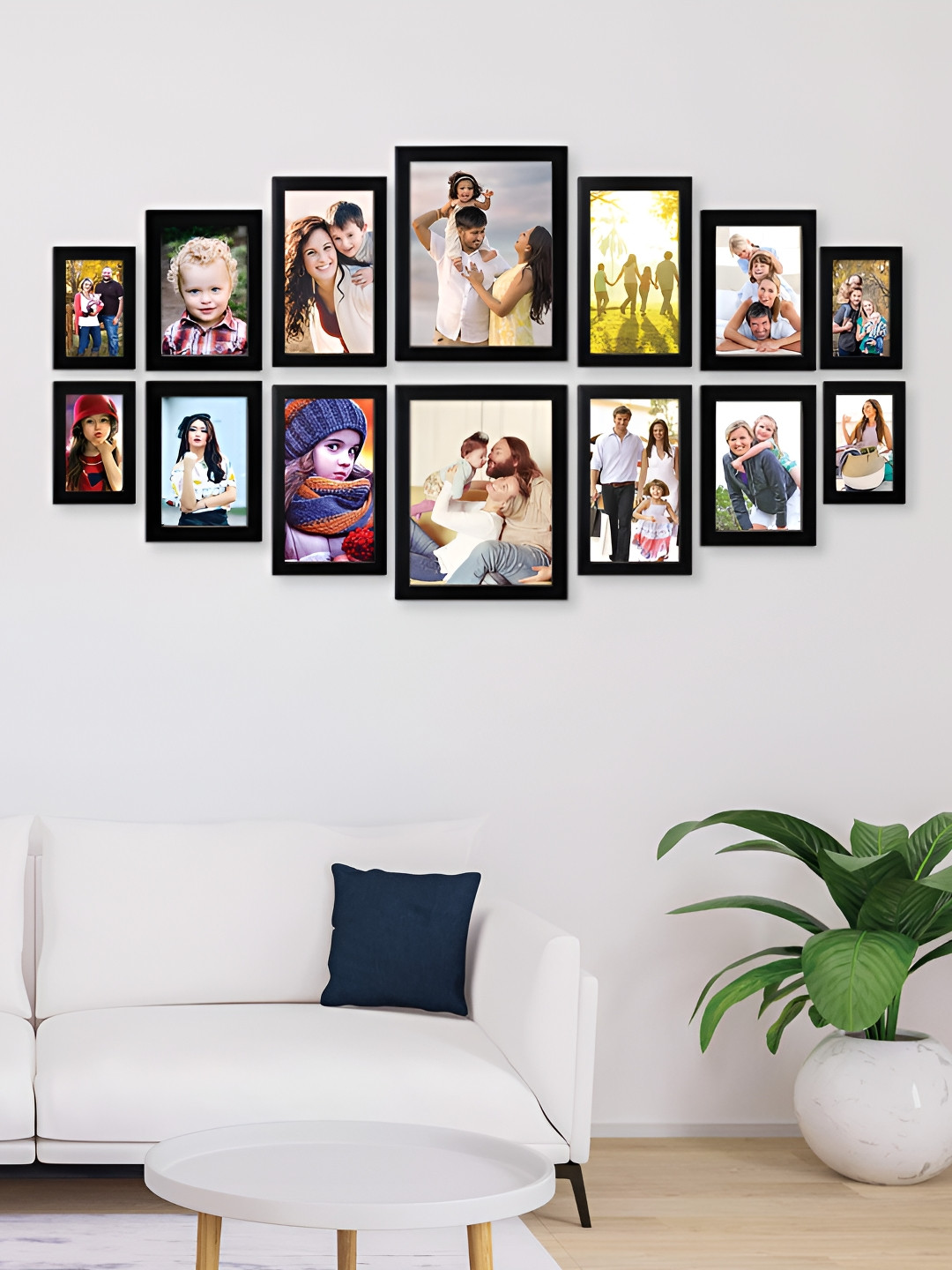 Stuthi Arts Black 14 Pieces Wooden Wall Photo Frames Set