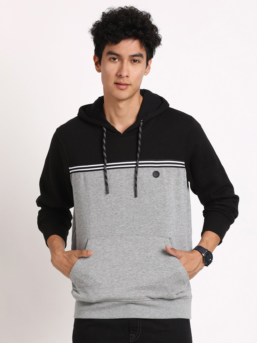 Turtle Colourblocked Hooded Cotton Sweatshirt